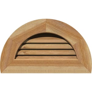 17" x 11" Half Round Unfinished Rough Sawn Western Red Cedar Wood Paintable Gable Louver Vent Functional