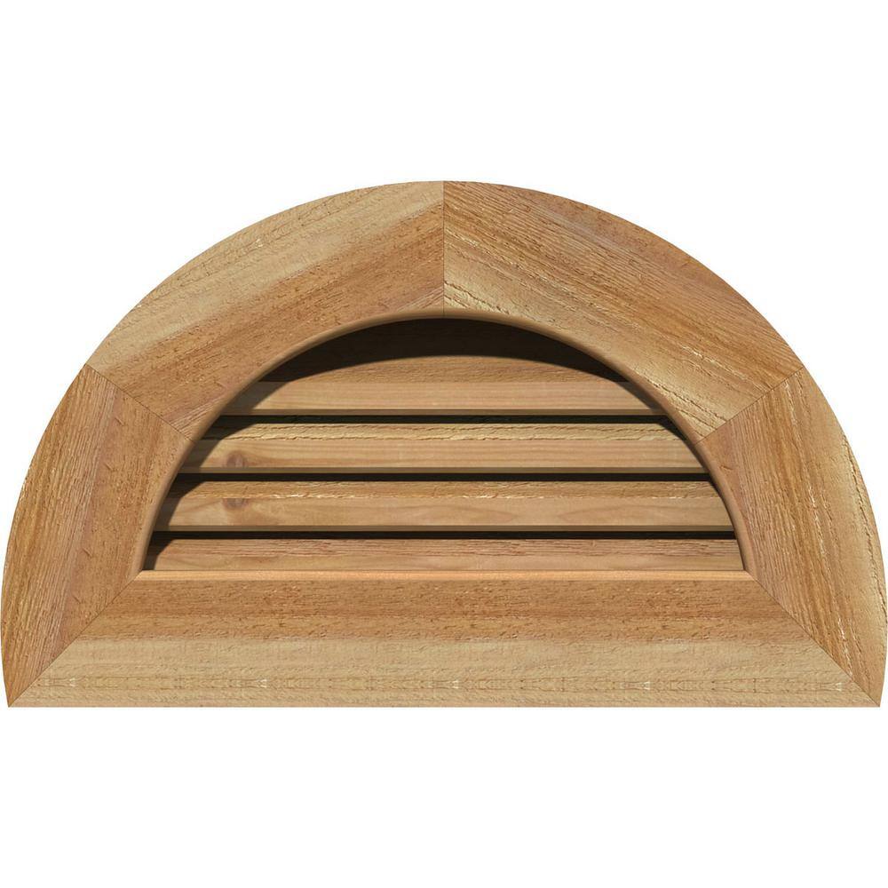 "19"" x 12"" Half Round Unfinished Rough Sawn Western Red Cedar Wood Paintable Gable Louver Vent Functional" price history on PriceWatchPro