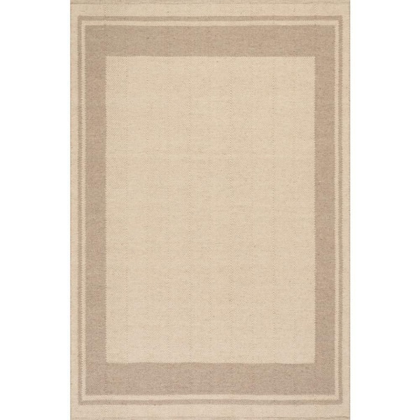 Nate Berkus x Rugs Canon Bordered Wool Cozy Beige 9 ft. x 12 ft. Indoor Area Rug