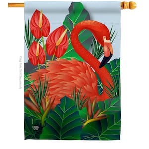 28 in. x 40 in. Flamingo Paradise Coastal House Flag Double-Sided Decorative Vertical Flags