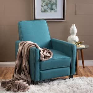 Teal Linen Classic Push Back Recliner Accent Armchair for Living Room, Bedroom and Office