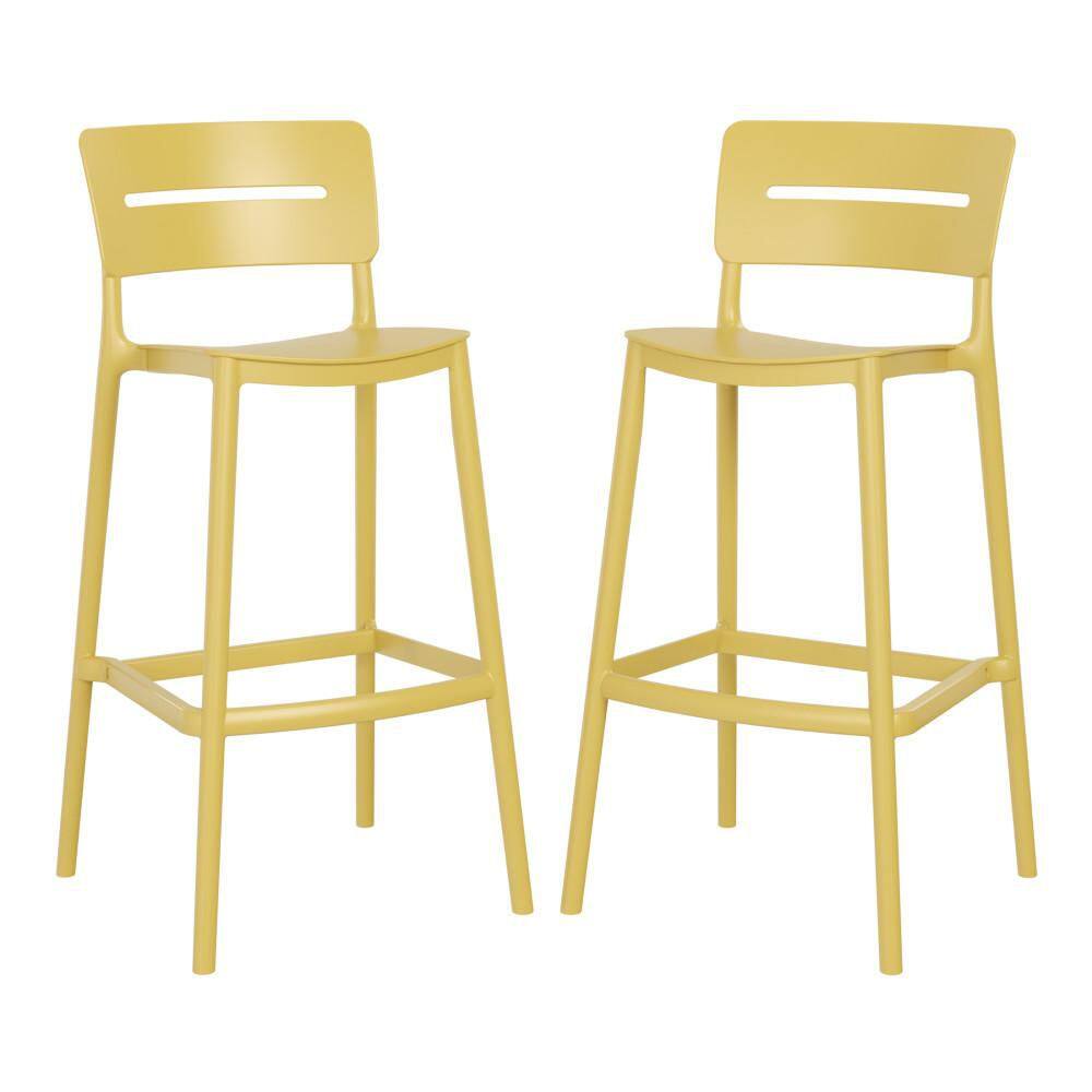 "Frond&Form Modern Outdoor Patio Poly Plastic Stackable 29.5"" Bar Stool (Set of 2), Yellow" price history on PriceWatchPro