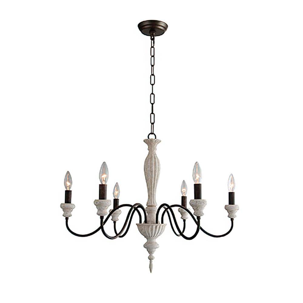 6-Light Rustic Candlestick Chandelier