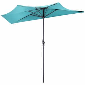 9 ft. Steel Market Half Patio Umbrella in Turquoise