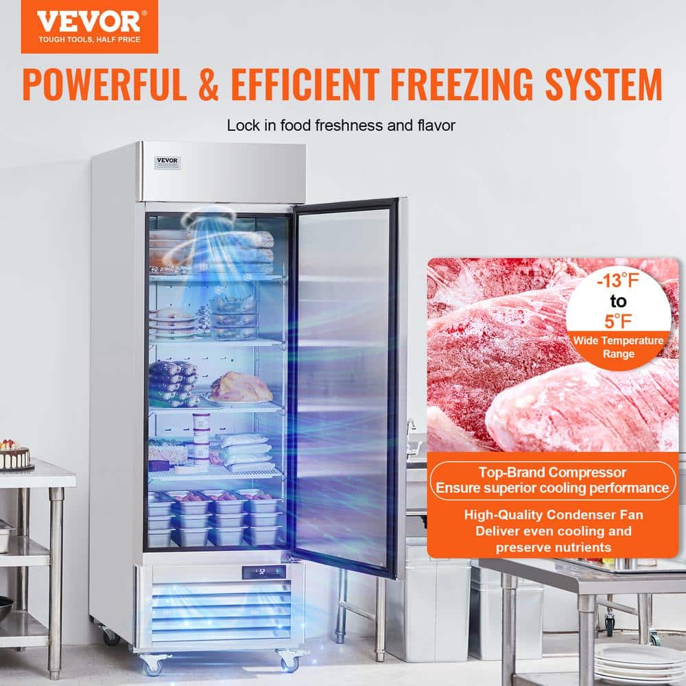 VEVOR 19.32 Cu. Ft. Stainless Steel Reach-In Freezer with Auto-Defrost