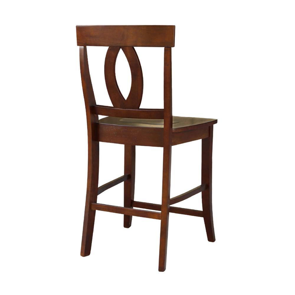 Elegant Roma Solid Hardwood Counter Height Barstool in Espresso
