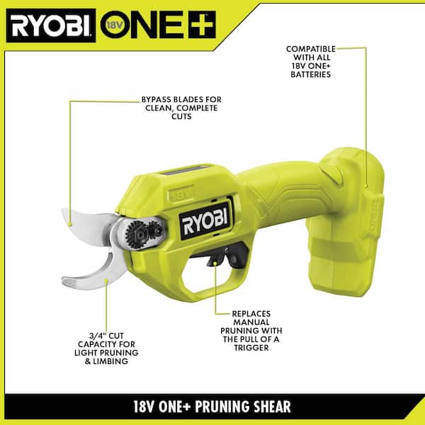 RYOBI ONE+ 18V Cordless Pruner (Tool Only) P2504BTL - The Home Depot