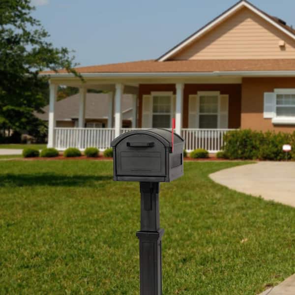 Gibraltar Mailboxes Grand Haven Extra Large Plastic Black Post Mount Mailbox with Post Gibraltar Mailboxes Grand Haven Extra Large Plastic Black Post Mount Mailbox with Post