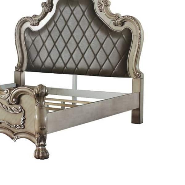 Acme Furniture Dresden Vintage Bone White & PU Queen Bed 28170Q 