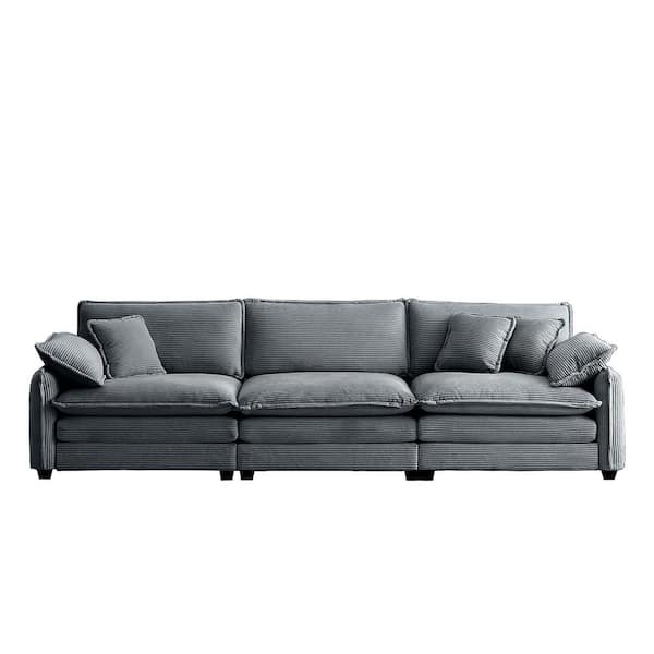 Z-joyee 115.34 in Wide Square Arm Fabric Rectangle Modern Upholstered Sofa in Gray
