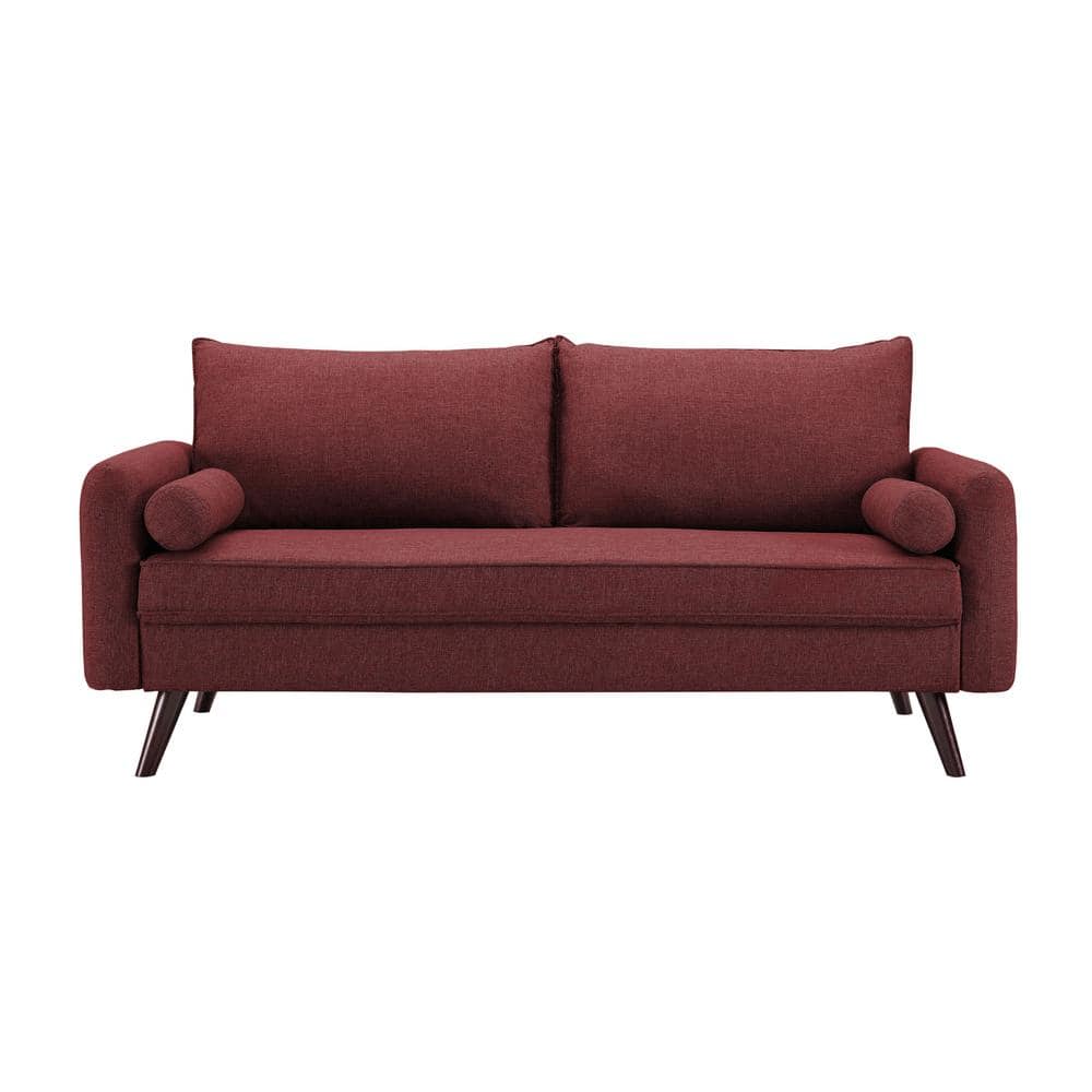 Lifestyle Solutions Ellie 61.4 in. Burgundy Stationary 3-Seater Curved Arm  Sofa with Hairpin Legs Pocket Coils LK-CMDS3QU2072 - The Home Depot