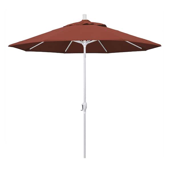 California Umbrella 9 ft. Aluminum Market Push Tilt - M White Patio Umbrella in Terracotta Olefin