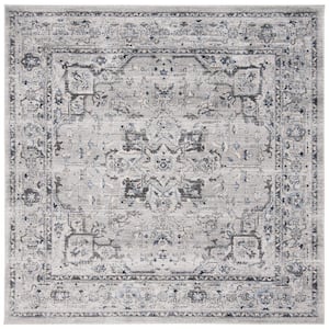 Charleston Gray/Dark Gray 7 ft. x 7 ft. Square Distressed Border Area Rug