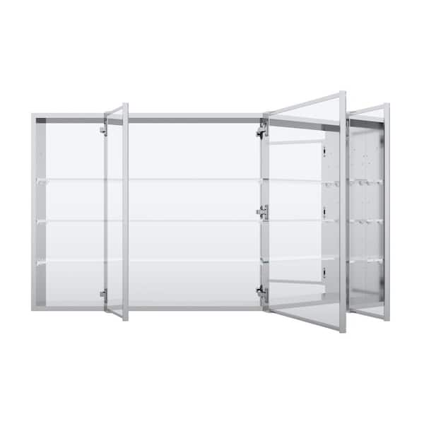 Liviza JSA 48 in. W x 30 in. H Rectangular Recessed/Surface Combo Aluminum Medicine Cabinet with Mirror, Reversible Door