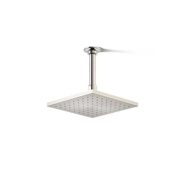 KOHLER 1-Spray Patterns 8 in. Ceiling Mount Square Fixed Shower Head with Katalyst Spray in Vibrant Polished Nickel