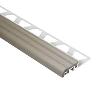 Trep-S Aluminum with Grey Insert 3/8 in. x 8 ft. 2-1/2 in. Metal Stair Nose Tile Edging Trim