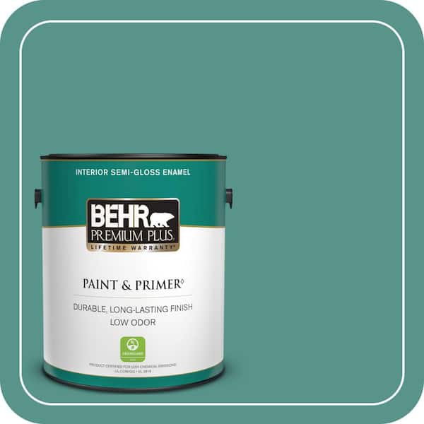 BEHR PREMIUM PLUS 1 gal. #490D-6 Thermal Spring Semi-Gloss Enamel Low Odor Interior Paint & Primer