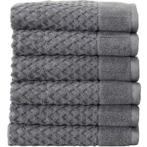 Gray Solid 100% Cotton Premium Hand Towel (Set of 6)