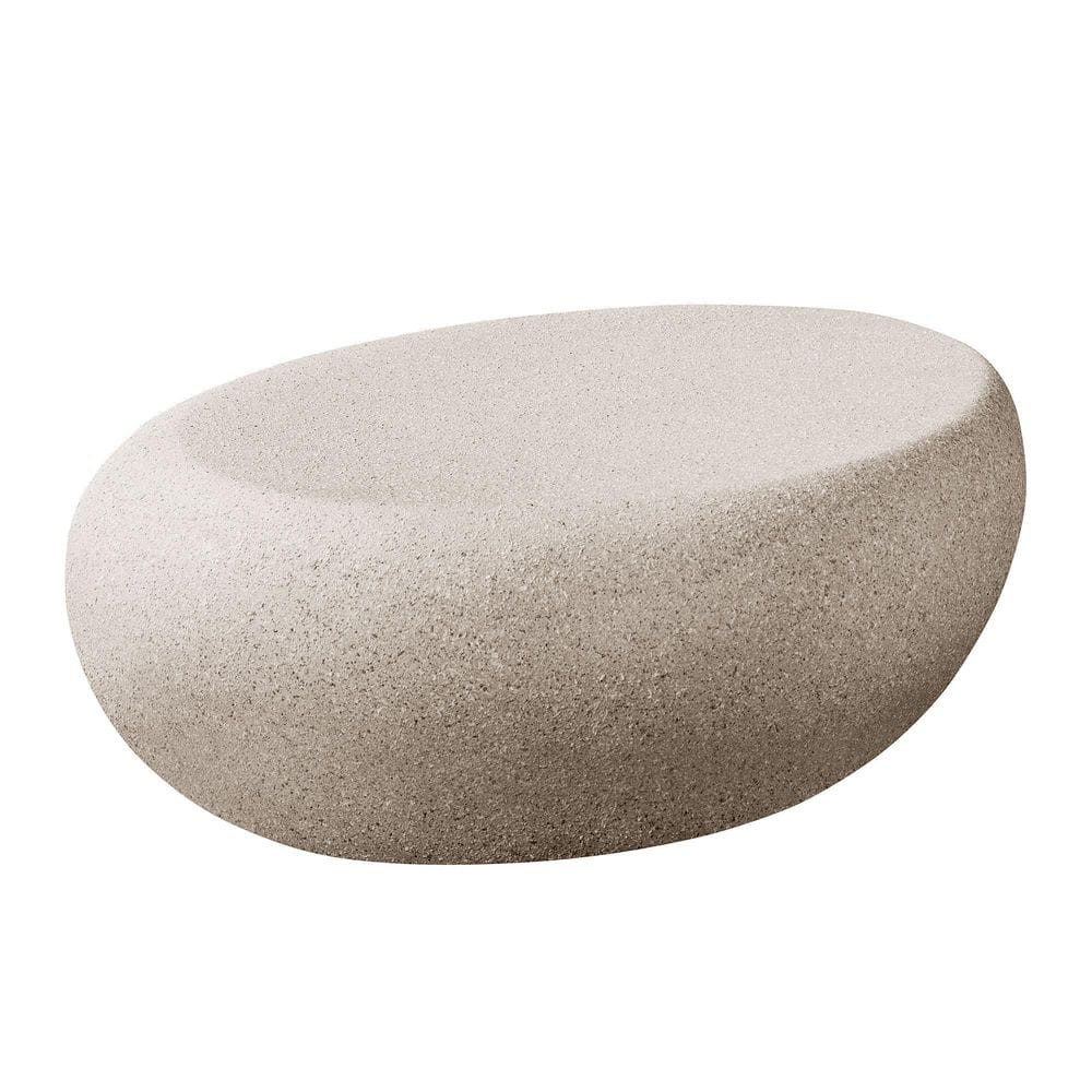 43.31 in. Cream White Elliptical Fiberglass Coffee Table with Rounded Edges price history on PriceWatchPro