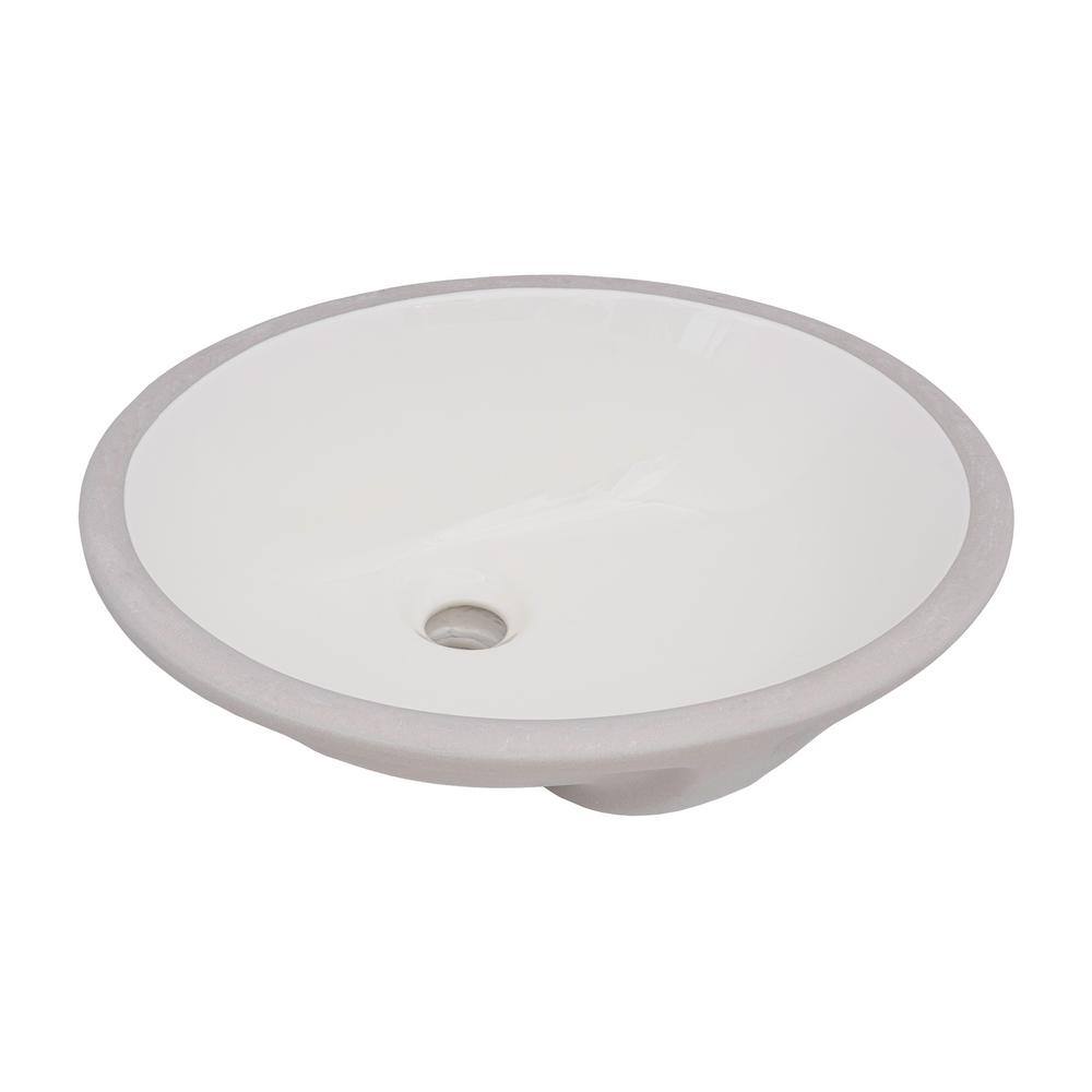 Biscuit Oval Ceramic Undermount Bathroom Sink with Overflow