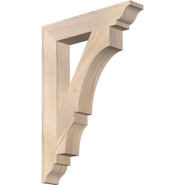 Ekena Millwork 3.5 in. x 28 in. x 20 in. Douglas Fir Balboa Traditional Smooth Bracket