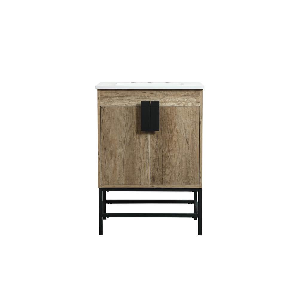 Timeless Home 24 in. W x 19 in. D x 33.5 in. H Bath Vanity in Natural Oak w