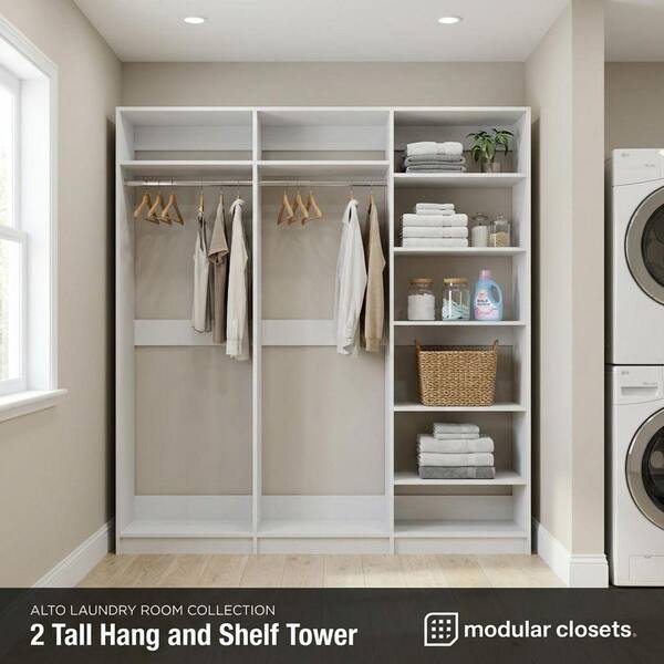 MODULAR CLOSETS Alto Laundry Room 111 in. W White 2-Tall Hang and