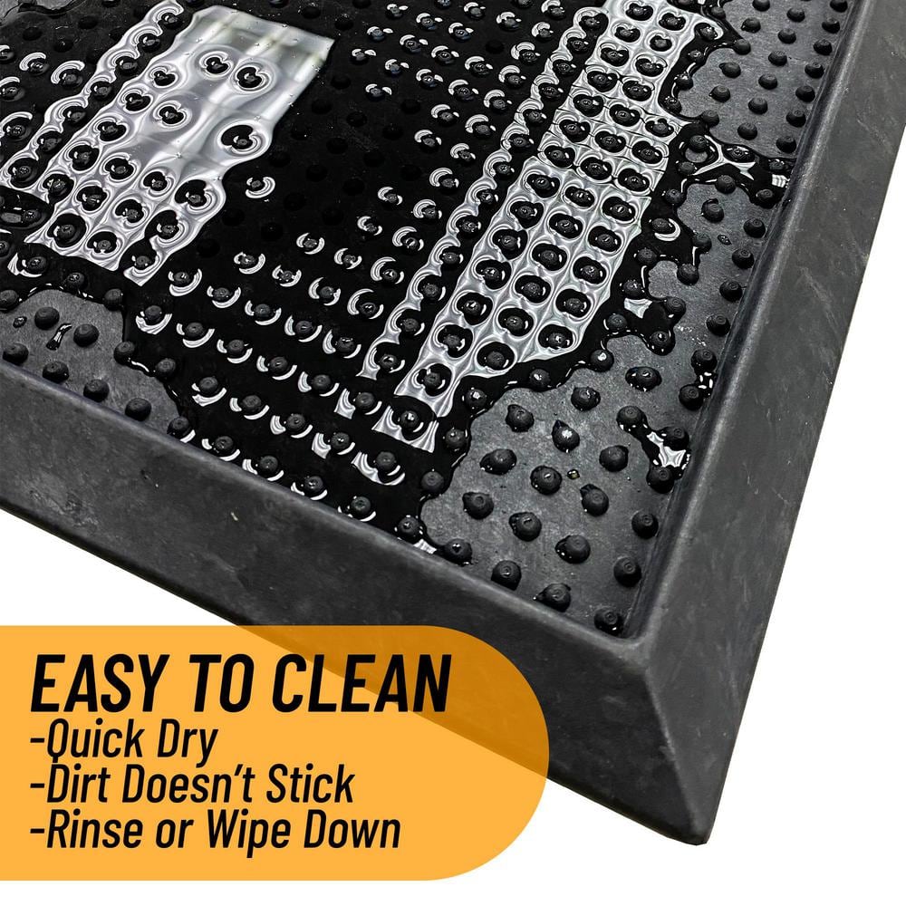 Black Rubber Non-Slip Outdoor Doormat 18" x 30"