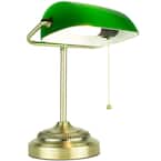 Newhouse Lighting 14.5 in. Morgan Banker Desk Lamp, Antique Green