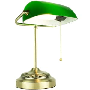 14.5 in. Morgan Banker Desk Lamp, Antique Green Table Lamp for Office, Energy-Saving Desk Light for Home Improvement