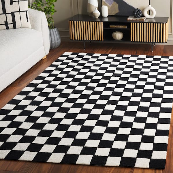 Ebony 5 ft. x 8 ft. Black/Ivory Checkered Geometric Area Rug