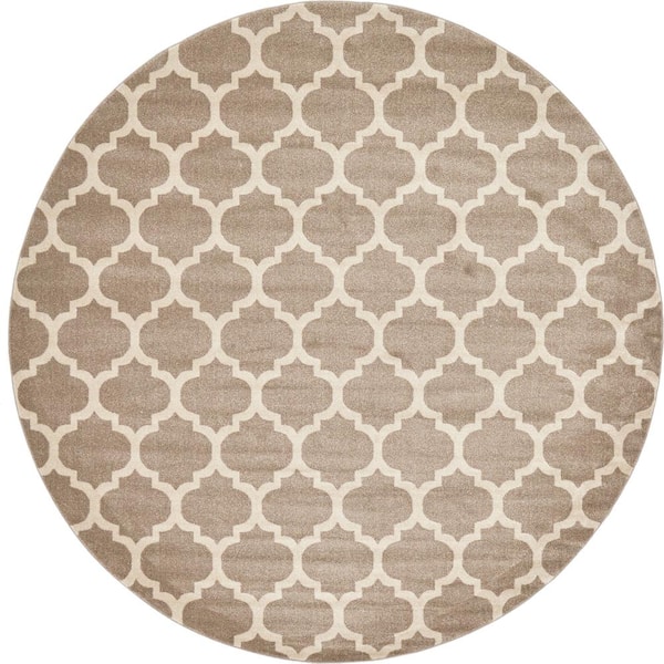 Trellis Philadelphia Light Brown/Beige 10' 0 x 10' 0 Round Rug