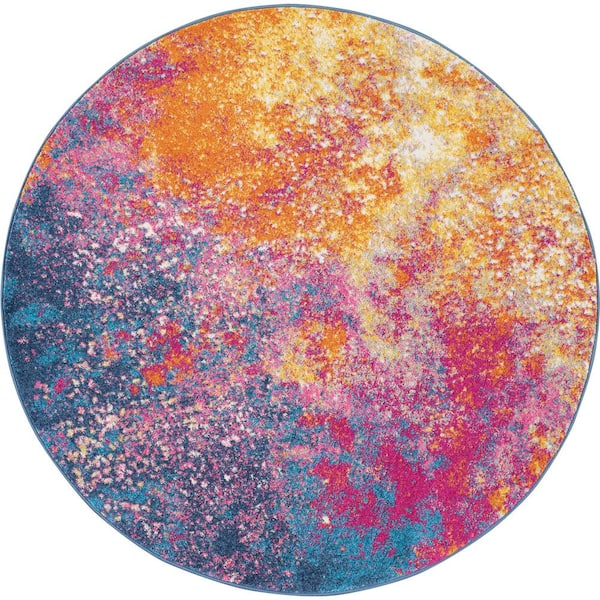 Nourison Passion Sunburst 8 ft. x 8 ft. Persian Vintage Round Area Rug