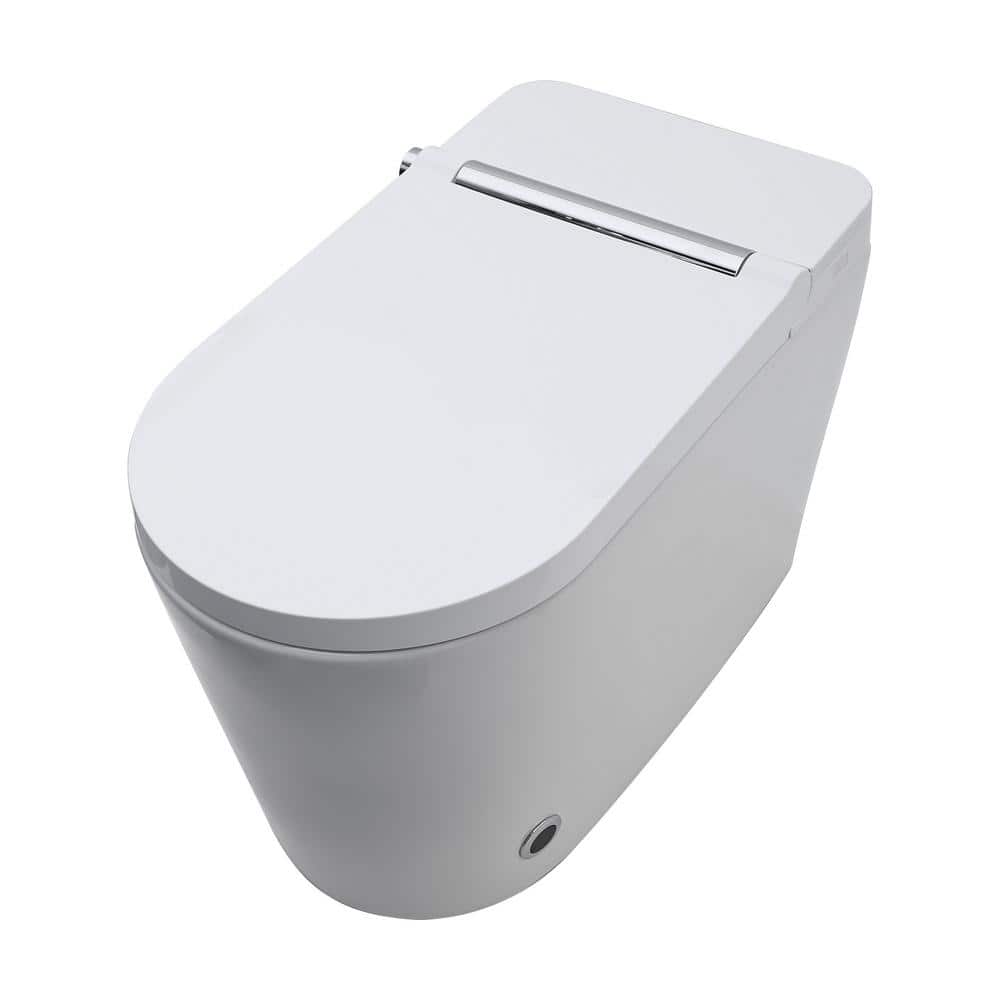 Elongated White Ceramic Smart Bidet Toilet with Heated Seat