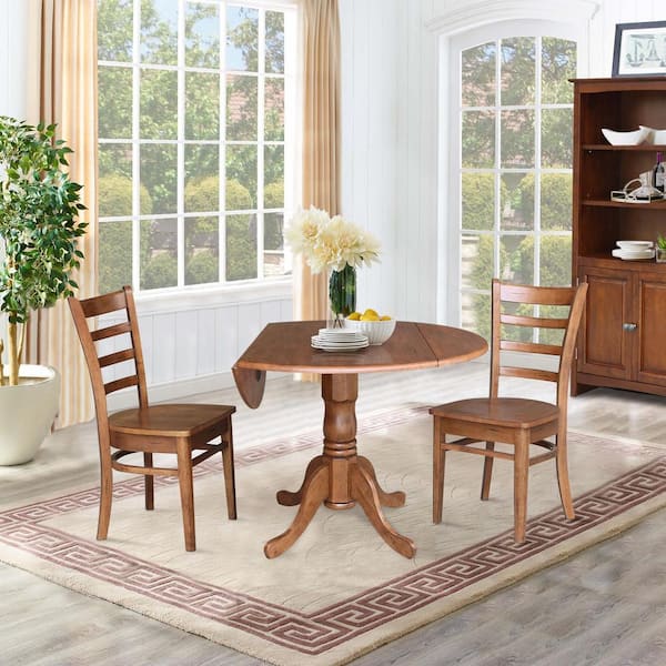 Emily Distressed Oak Solid Wood Dining Side Chair (Set of 2)