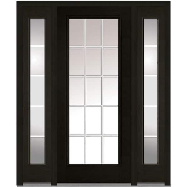 MMI Door 64 in. x 80 in. Internal Grilles Right-Hand Full Lite Clear Stained Fiberglass Oak Prehung Front Door with Sidelites