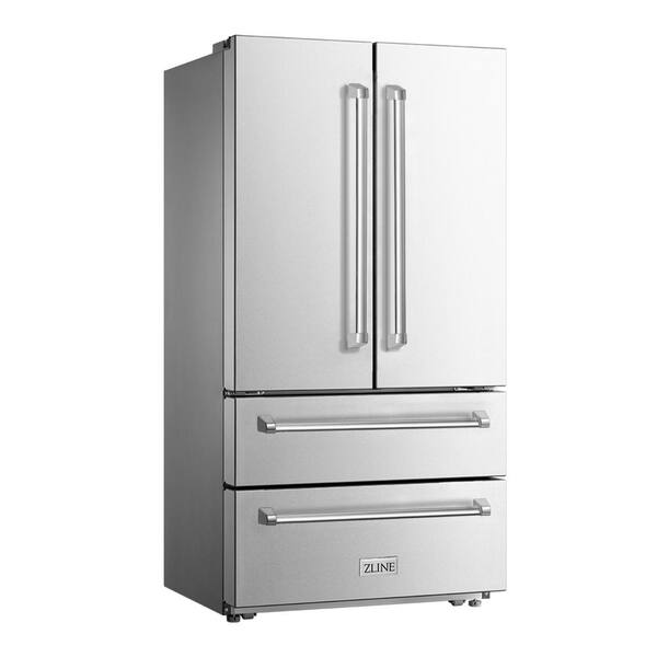 ZLINE 36 22.5 cu ft Freestanding French Door Refrigerator with Ice Maker in Fingerprint Resistant Stainless Steel RFM-36 