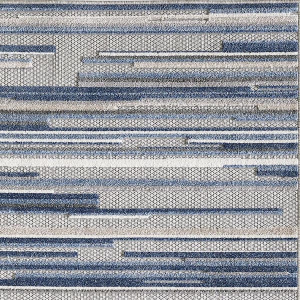 Blue 7 ft. x 9 ft. Woven Polypropylene Rectangle Indoor/Outdoor Area Rug