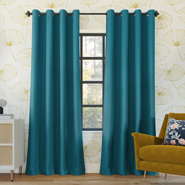 Sun Zero Oslo Theater Grade Teal Polyester 52 in. W x 84 in. L Grommet 100% Blackout Curtain (Single Panel)