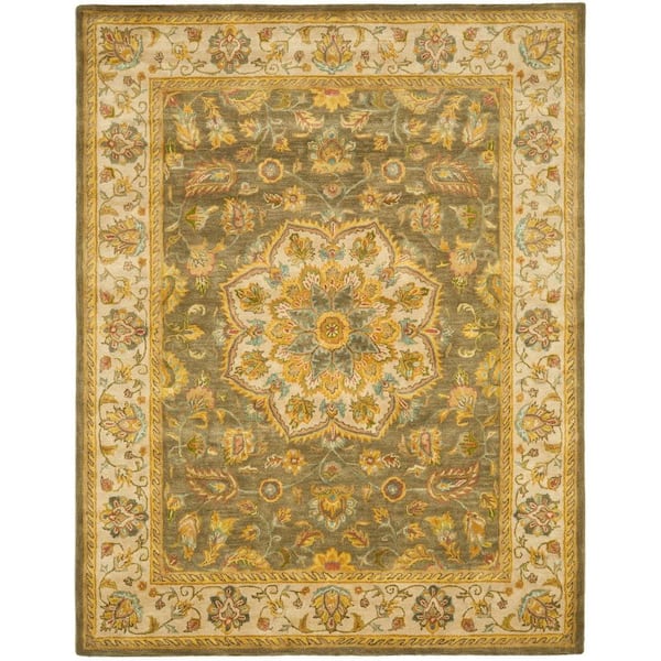 SAFAVIEH Heritage Green/Taupe 11 ft. x 17 ft. Border Area Rug