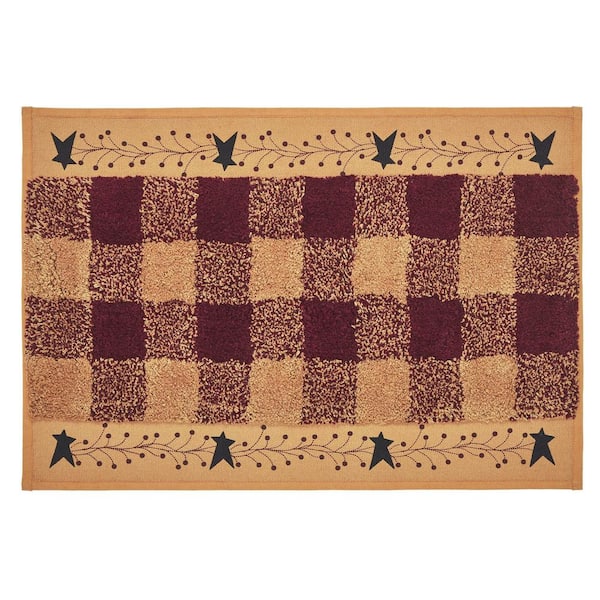 Pip Vinestar 20 in. W x 30 in. L Brown Tan Country Black Burgundy Primitive Star Bathmat