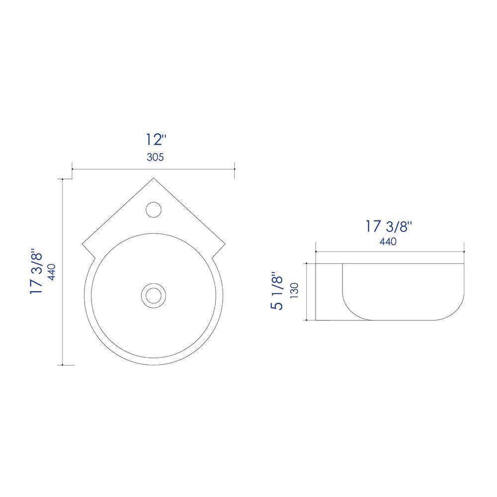 White Ceramic Wall-Mount Oval Bathroom Sink with Overflow