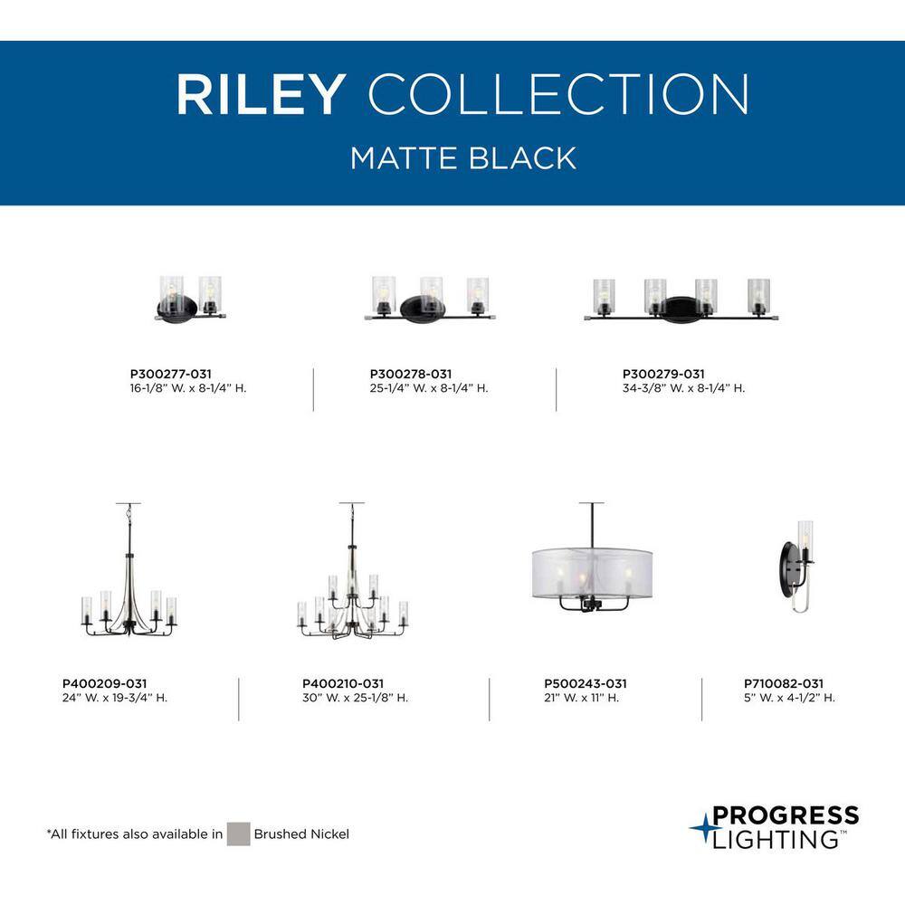 Riley Black and Brushed Nickel 9-Light Chandelier with Clear Glass Shades