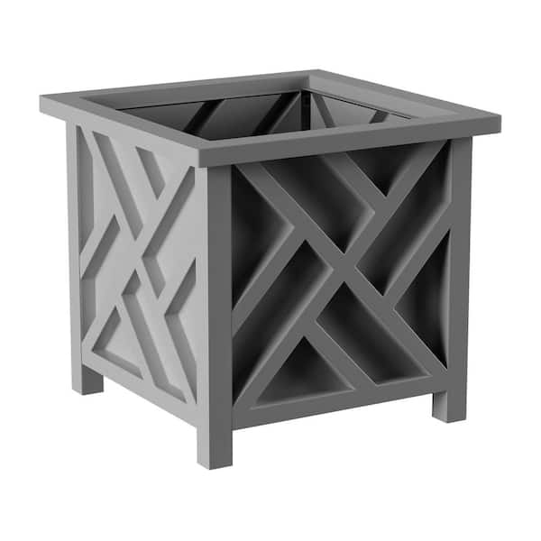 Pure Garden 14.75 in. L x 14.75 in. W x 13 in. H Polypropylene Garden Planter Box Gray