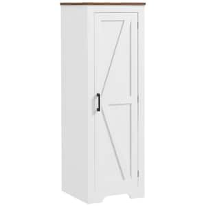 47.2 in. Wood Pantry Organizer with Adjustable Shelf, Single Barn Door Accent Cabinet in White