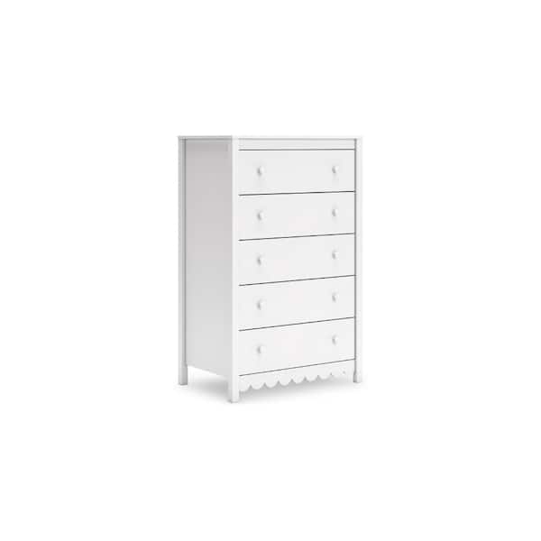Kally Matte White 5-Drawer 31.61 in. Tall Dresser Without Mirror