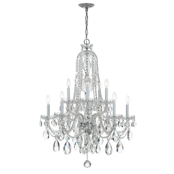 Crystorama Traditional Crystal 10-Light Polished Chrome Crystal Chandelier
