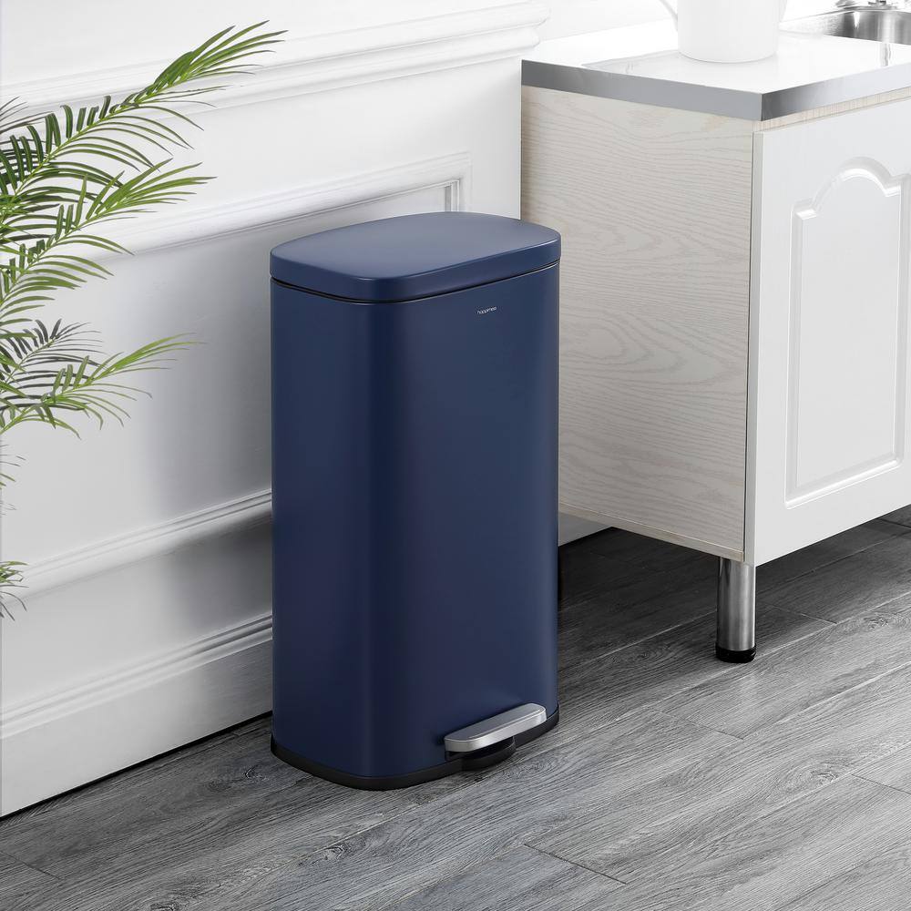 Denim Blue Stainless Steel 8-Gallon Step Trash Can