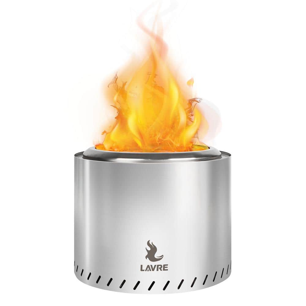 Smokeless 15 in. H Outdoor Stainless Steel Silver Wood Burning Fireplace wi