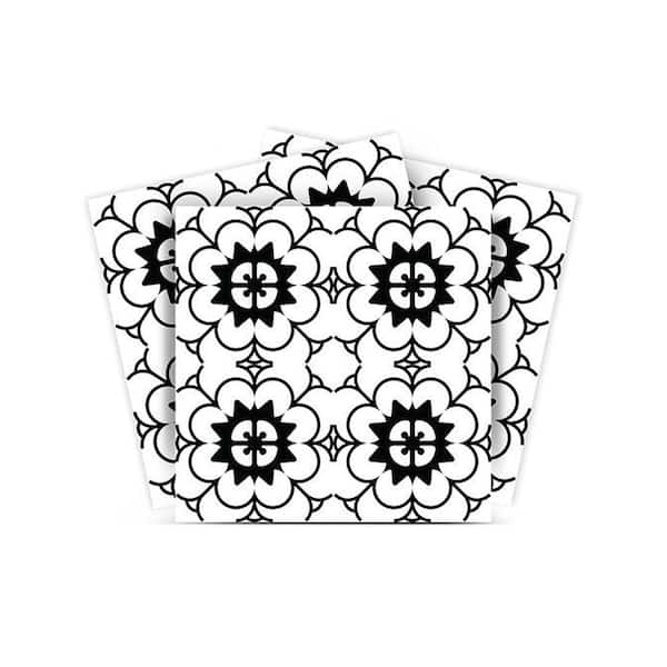 MI ALMA Black and White BKW1 12 in. x 12 in. Vinyl Peel and Stick Tile (24 Tiles, 24 sq. ft./pack)